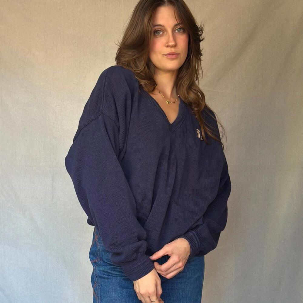 90s Navy Blue Cotton Sweater
